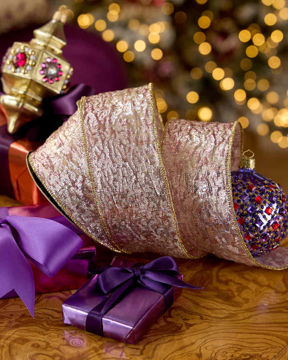 Crushed Metallic Lame Christmas Ribbon, 2.5"W x 10 Yards